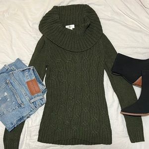 Dark green Ann Taylor Loft cowl neck sweater
